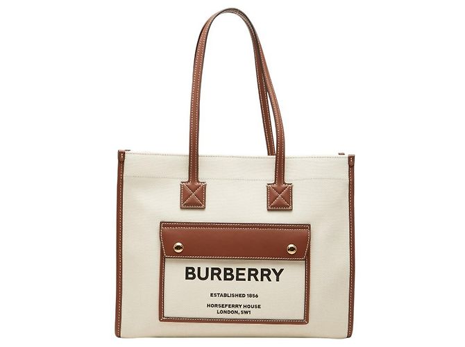 Saco Tote Burberry Small Freya Marrom Cru