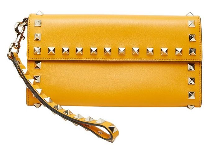 Cartera larga Valentino de piel amarilla Amarillo