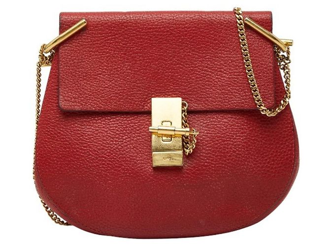 Borsa a tracolla con catena Chloé Drew Rosso
