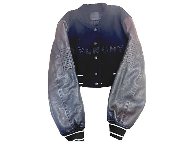 Givenchy Bomberjacke aus Wolle und Leder Schwarz