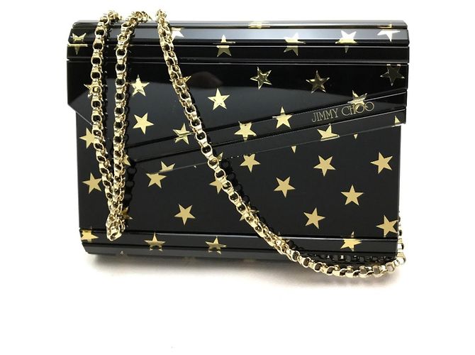 Mini sac à motif étoiles Jimmy Choo Noir Doré