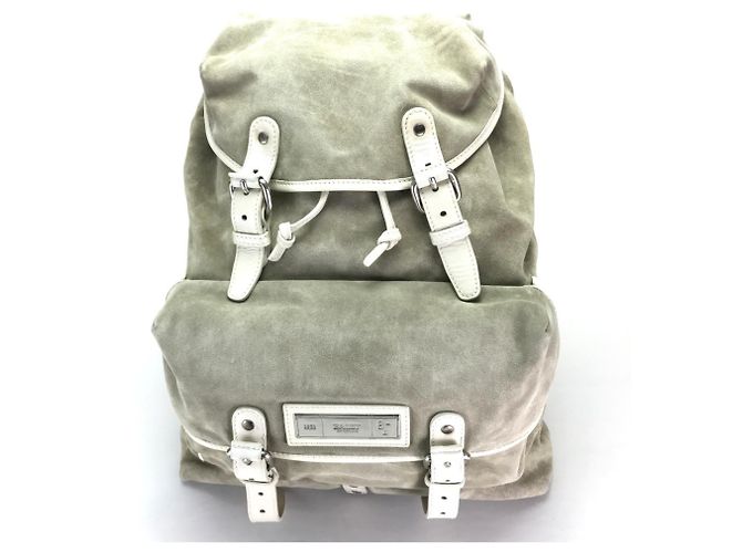 BALLY Large Backpack in Beige Suede and Leather