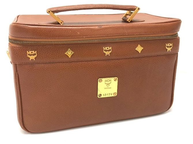 MCM Brown Leather Vanity Bag