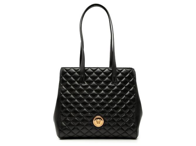Saco Tote acolchoado Versace Medusa Preto