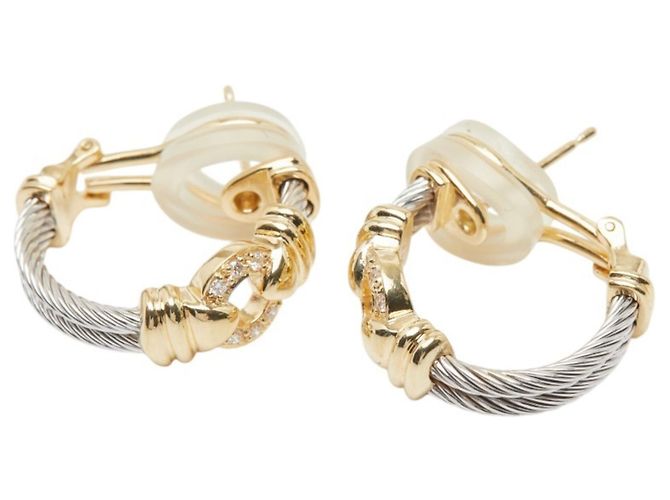 Autre Marque Pendientes de botón Philippe Charriol en oro de 18K y diamantes