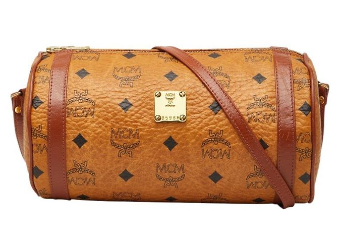 Bolsa de Ombro MCM Visetos Logogram Marrom
