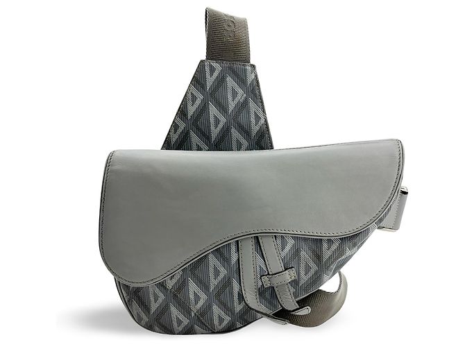 Christian Dior Saddle Sling Leopard Printed Oblique Canvas with Leather Marron