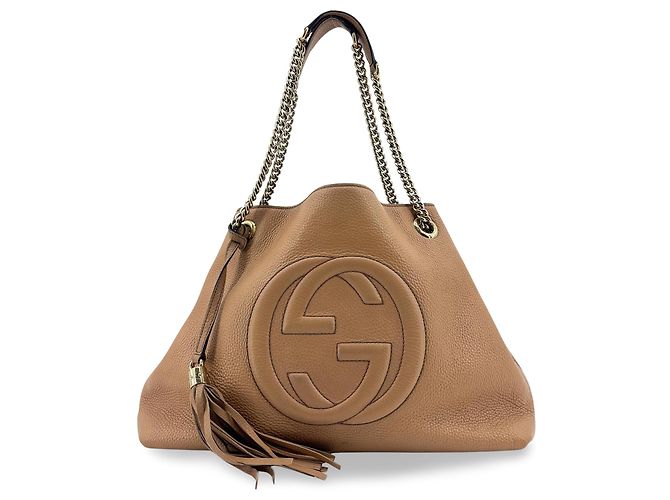 Gucci Soho Chain Strap Leather Medium Beige