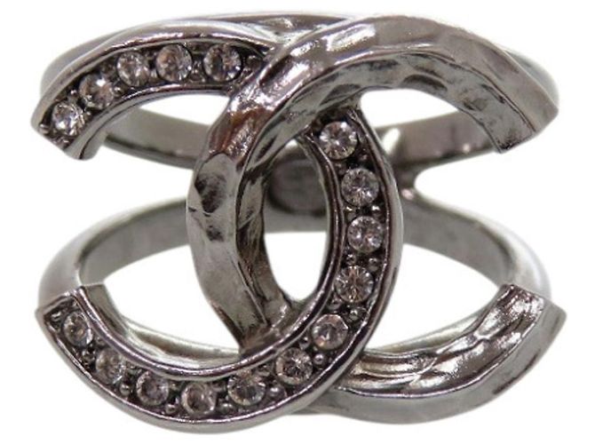 Chanel Coco Mark Ring mit Strasssteinen Metallisch