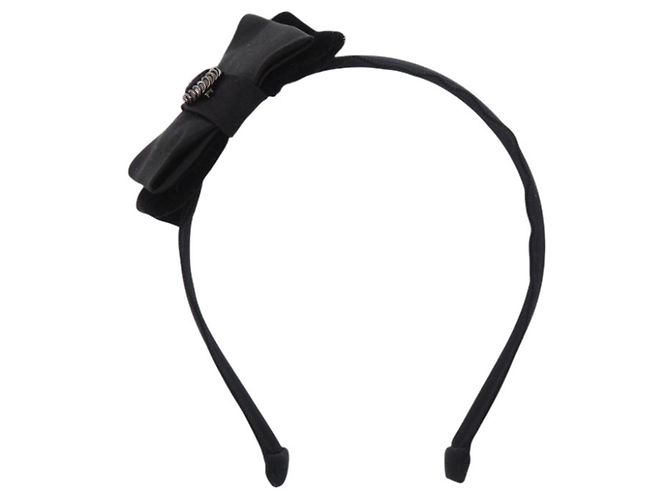 Fascia per capelli Chanel Coco Mark in nastro di raso e velluto Nero