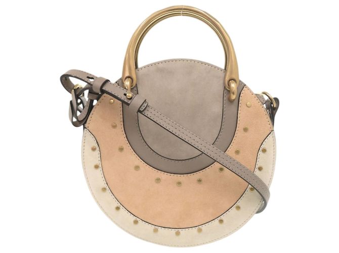 Borsa a mano Chloé Chloe Pixie in pelle scamosciata Beige