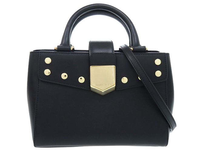 Bolso de mano 2-Way de piel negra Jimmy Choo Rocket Studs Negro