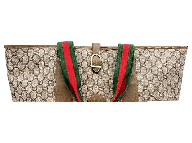 Saco de ombro tote Gucci Marrom Vermelho Bege Verde