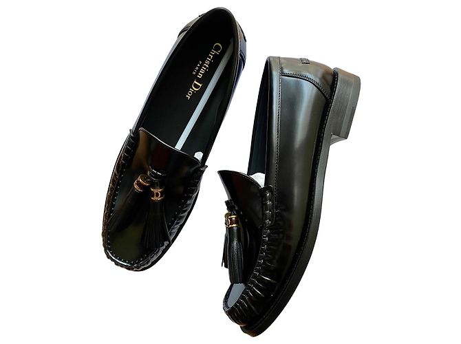 Autre Marque Mocassini Dior in pelle nera con nappine Nero