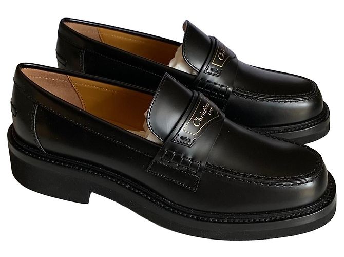 Mocassini in pelle nera Christian Dior Nero