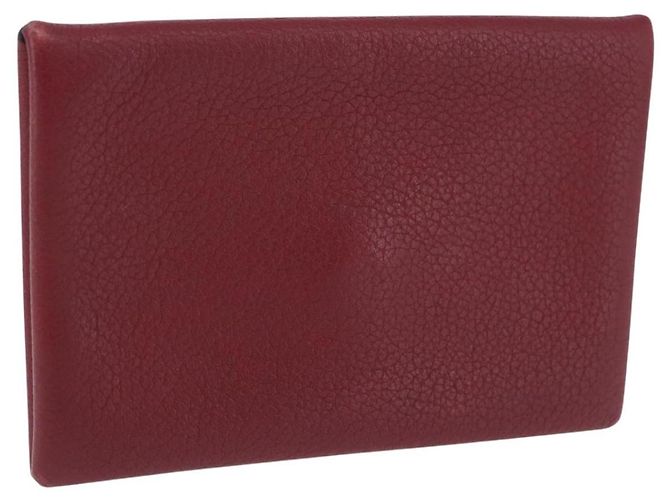 Hermès HERMES Calvi Card Case Leather Red Auth 202724M