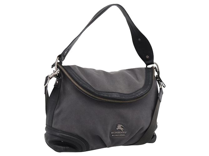 Borsa a tracolla BURBERRY Canvas 2way Grigio Argento Auth ti4019 Marrone