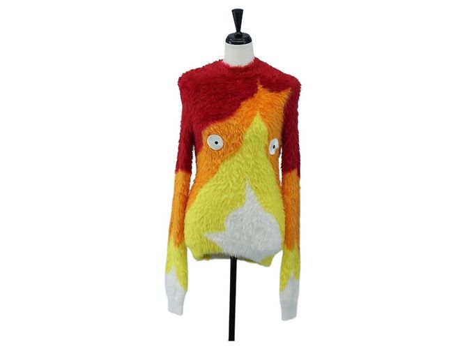 LOEWE x Ghibli Howl's Moving Castle Calcifer Sweater Polyamide Auth 167568SM Rosso