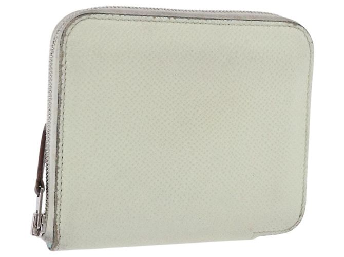 Hermès HERMES Asap Compact Silk In Wallet Leather LIme Green Silver Auth 203091 Argento Verde