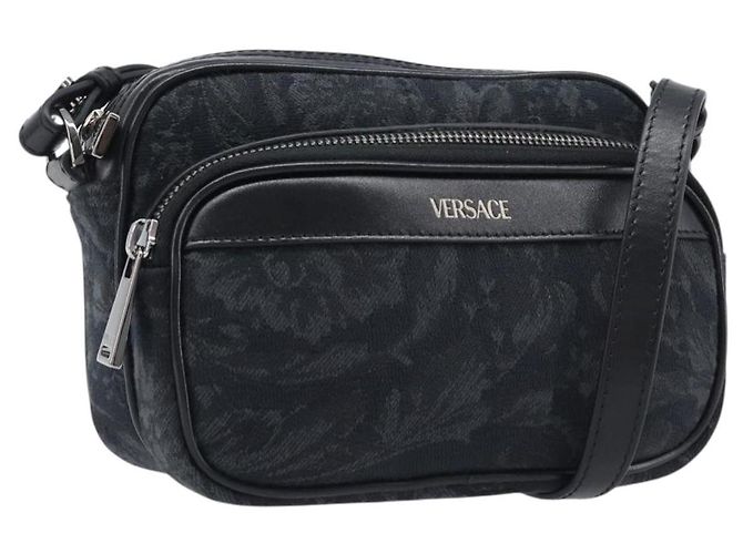 Borsa a tracolla VERSACE Canvas Black Silver Auth 200699V Nero Argento