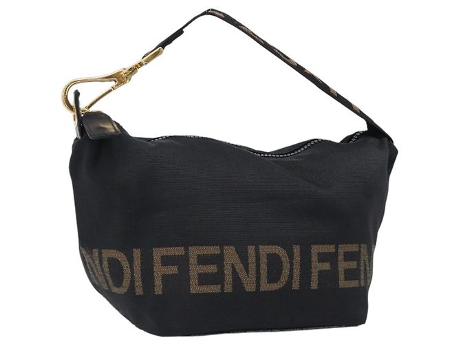FENDI Zucca Canvas Handtasche Schwarz Braun Auth 203003