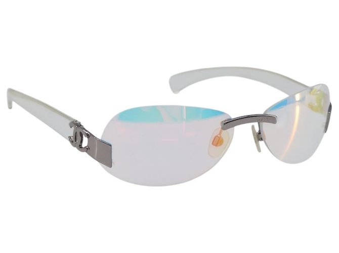 Óculos de sol sem aro CHANEL plástico Clear CC Auth BA15679