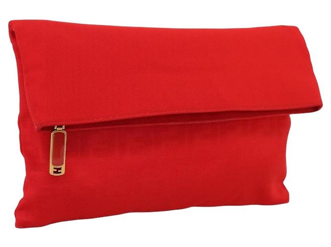 FENDI Zucca Canvas Clutch Bag Rot Gold Auth 200728A Golden