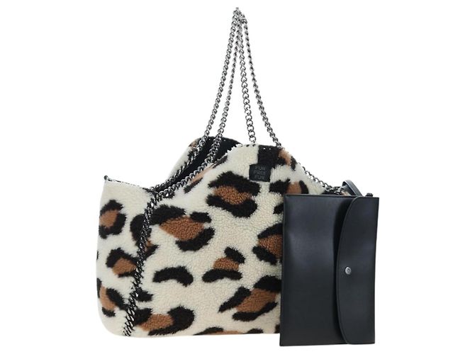 Stella Mc Cartney Stella MacCartney Chain Shoulder Tote Bag Bore Ivory Silver Auth 203012V Silber Roh