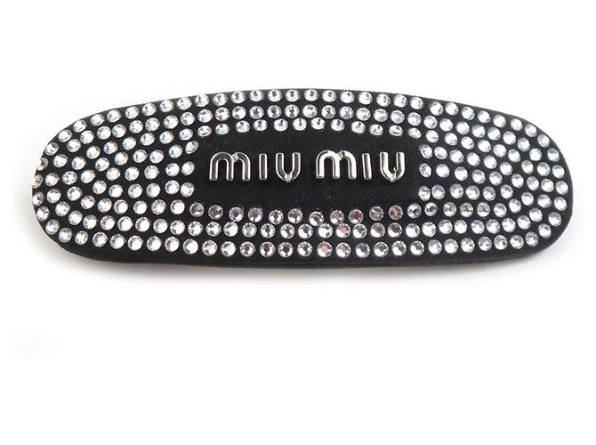 Fermi capelli Miu Miu in raso nero con strass