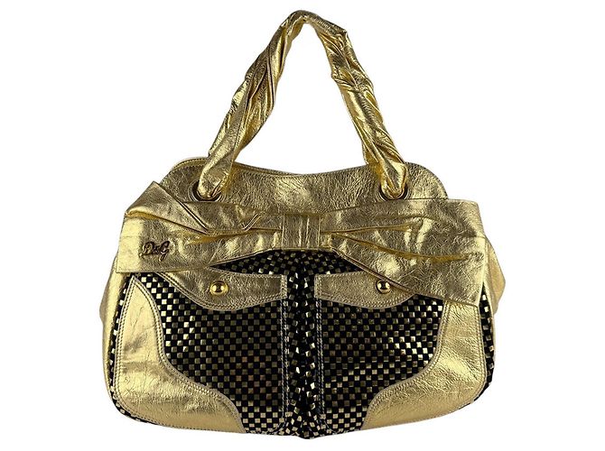 Autre Marque Borsa a mano in pelle D&G in nero e oro D'oro