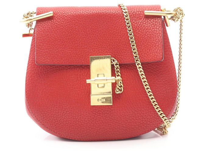 Sac à main Chloé Drew en cuir rouge