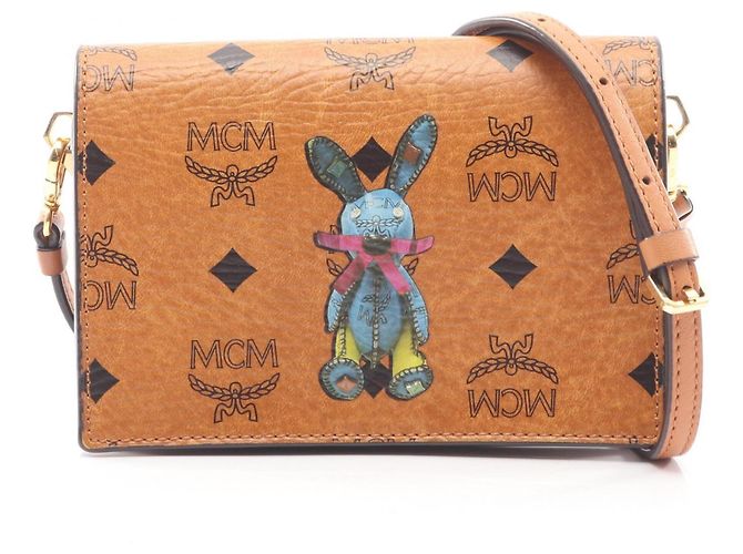 MCM Rabbit Visetos Shoulder Bag Brown Multiple colors
