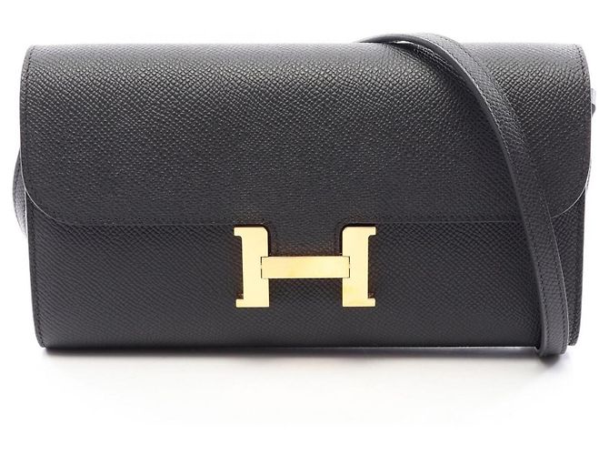 Hermès Bolsa de Ombro Hermes Constance Long To Go Marrom Preto