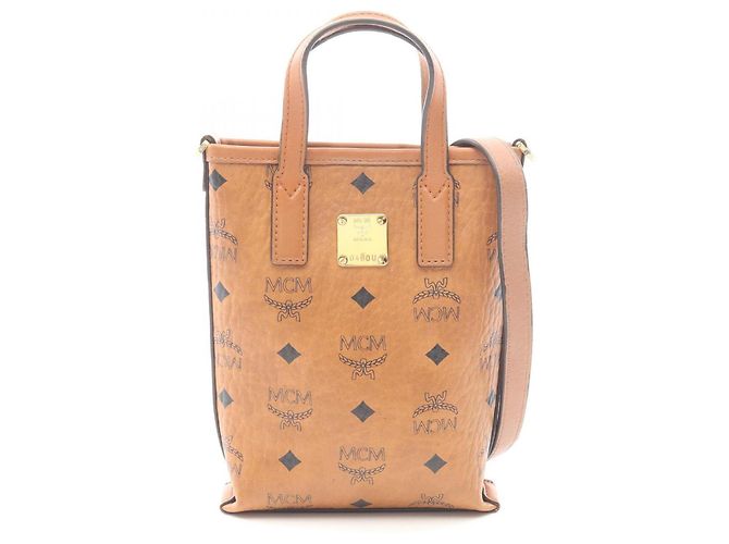 Borsa MCM Visetos marrone in pelle e tela