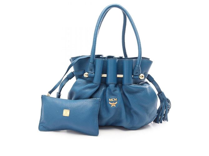 MCM Blue Leather Shoulder Bag