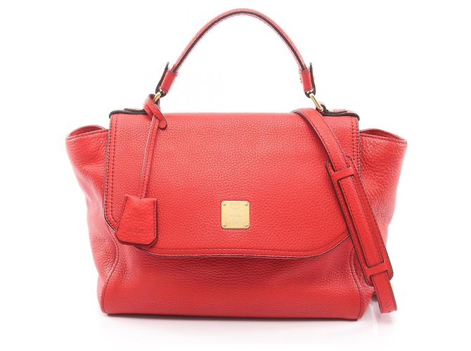 Bolsa de mão em couro MCM em vermelho