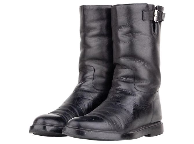 Gucci by Tom Ford 2000s Fur-Lined Biker Boots Black