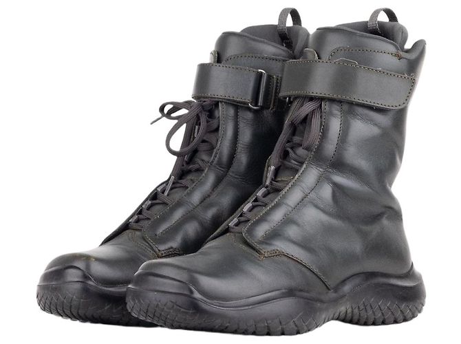 Prada AW99 Square Toe Vibram Combat Boots Green