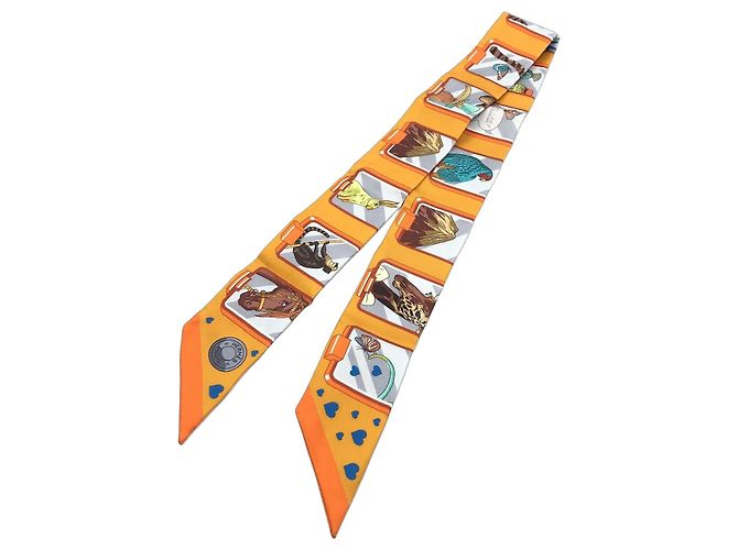 Hermès Hermes TWILLY SCARF Silk Long Orange