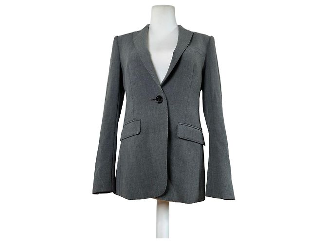 Vintage Burberry Wool Blend Blazer Grey M