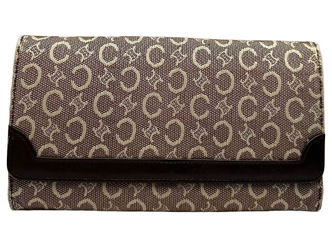Céline Vintage Celine Macadam Canvas Bifold Wallet Beige Brown