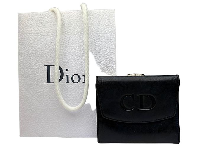 Vintage Dior Grained Leather Wallet Beige