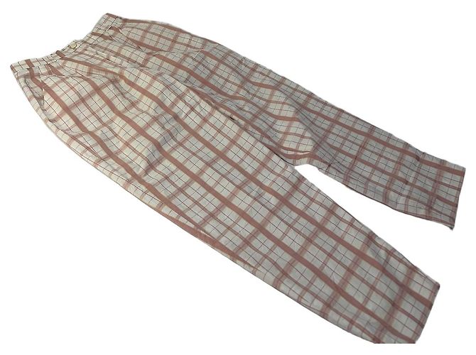 Chloé Vintage Chloe Karohose Weiß Rosa Gelb XS