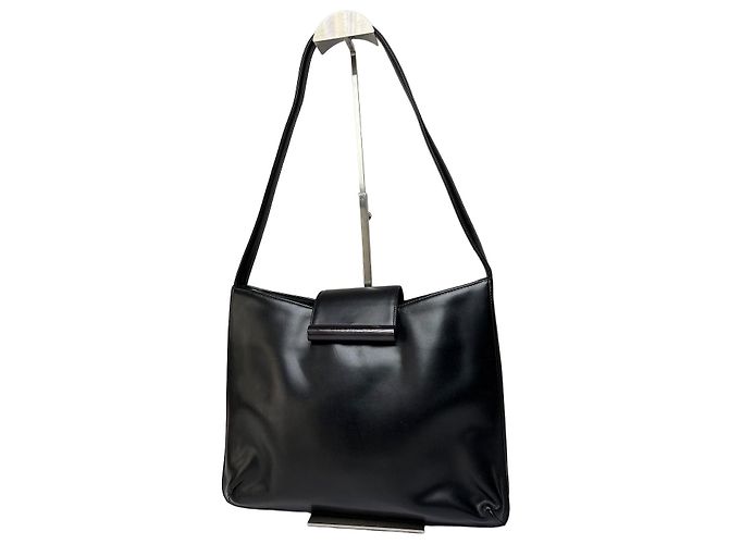 Vintage Givenchy Horizon Leather Structured Shoulder Bag Black