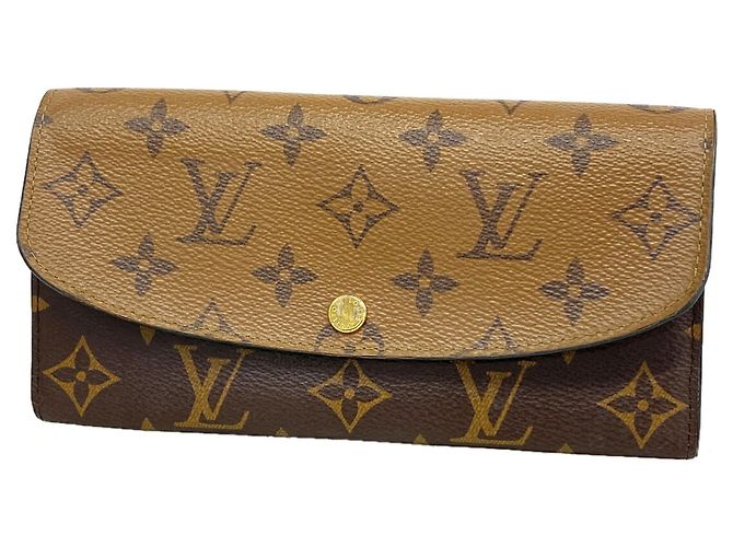 Louis Vuitton Monogram Reverse Portefeuille Emilie Long Wallet Castaño