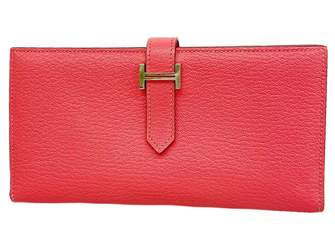 Hermès Cartera larga Hermes Bearn Soufflé Rosa