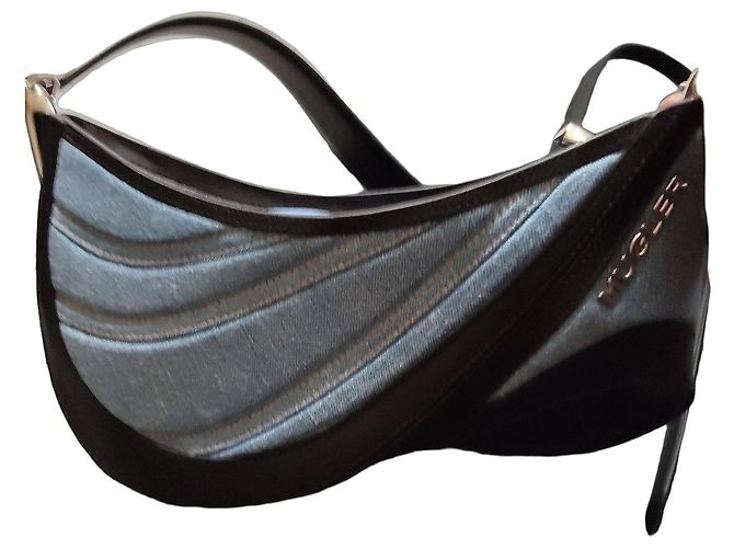 Thierry Mugler Mugler Blue Denim and Leather Handbag