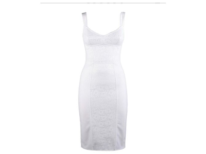 Dolce & Gabbana Vestido Corsé de Encaje Blanco