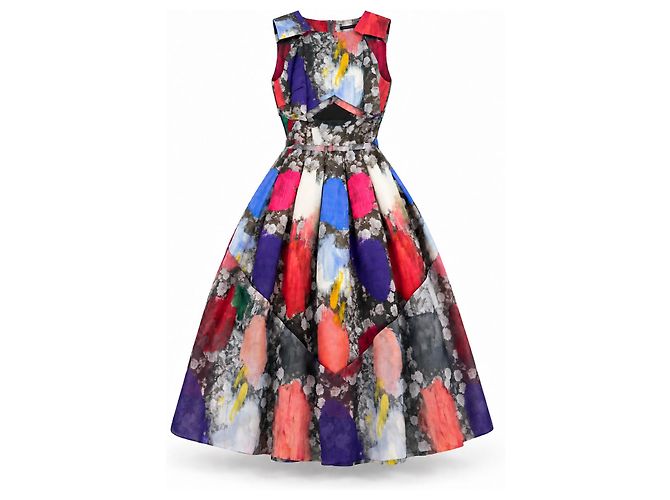 Christopher Kane Resort 2013 Printed Silk Midi Dress Multiple colors