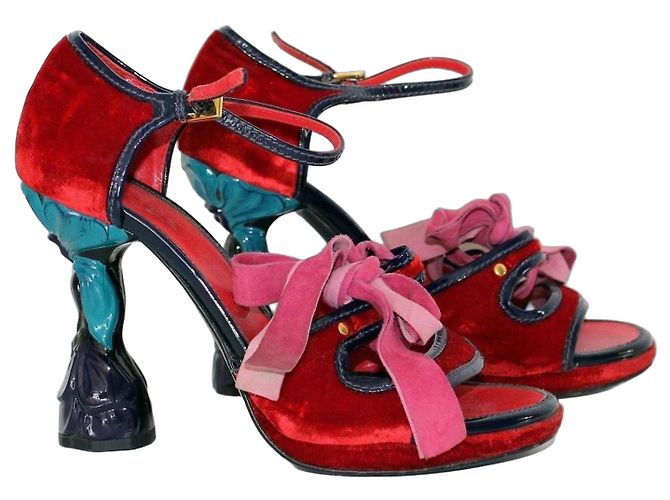 Bow Prada SS 2008 Fairy Collection Samt High Heels Rot Pink Lila